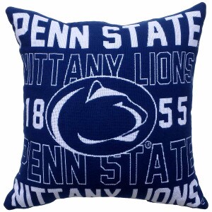 navy jacquard pillow with Penn State Nittany Lions 1855 and Athletic Logo